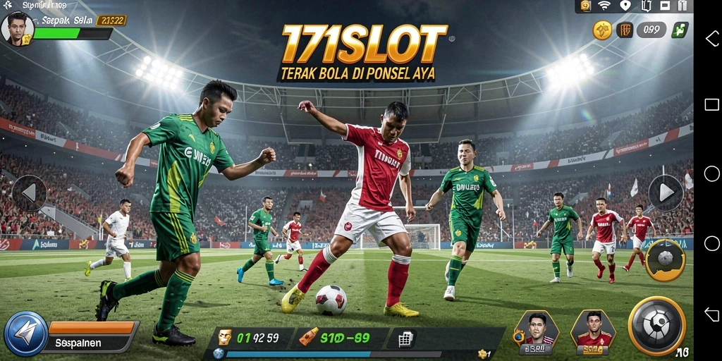 Screenshot <strong>171SLOT</strong> menampilkan aksi seru di lapangan sepak bola.