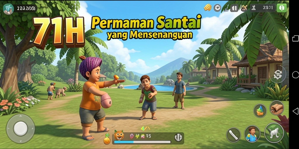 Tampilan gameplay menarik dari 71H dengan desain grafis yang cerah.