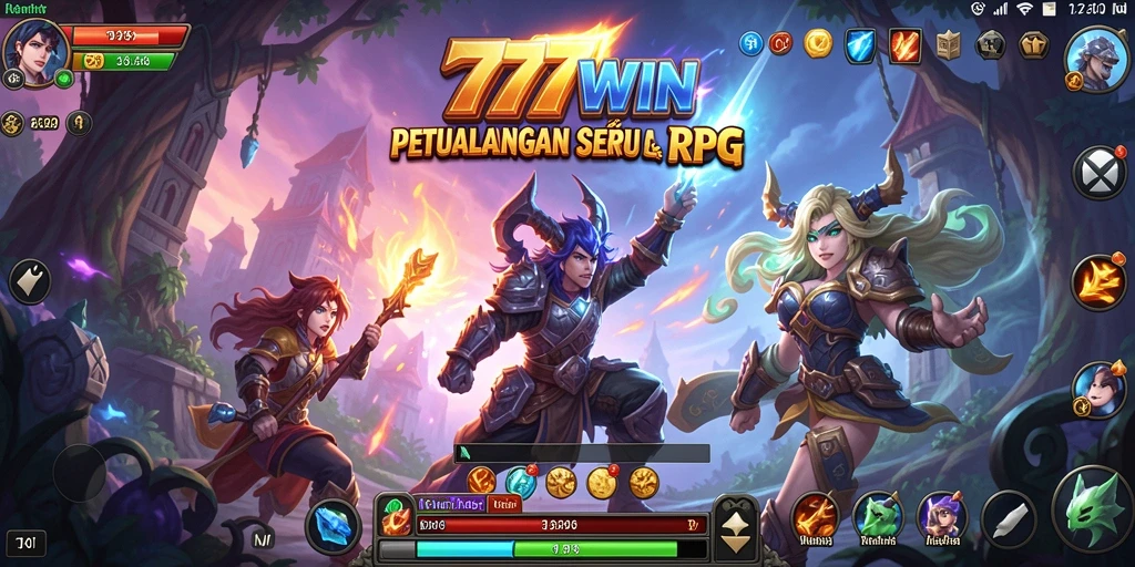 Skrinsot gameplay menunjukkan pertarungan karakter dalam dunia fantasi