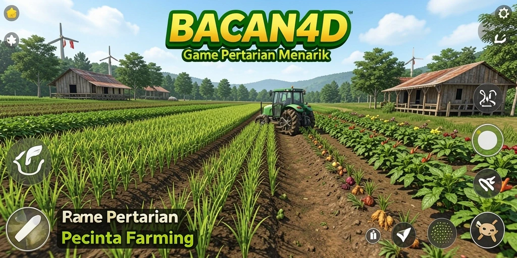 Tampilan gameplay BACAN4D menampilkan aktivitas bertani yang seru dan interaktif.