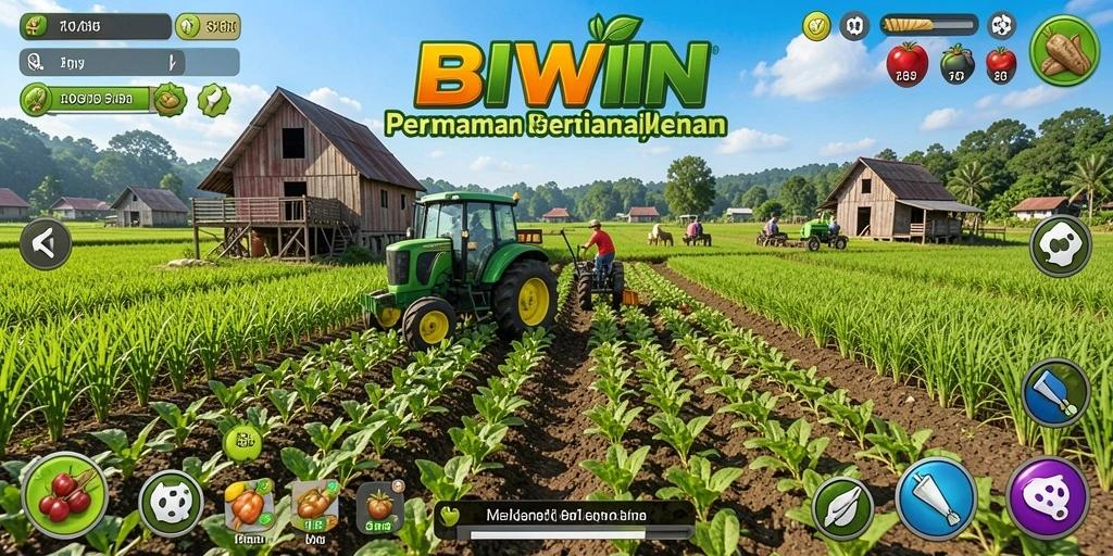 Gameplay BIWIN yang menampilkan keasyikan bertani di ladang.