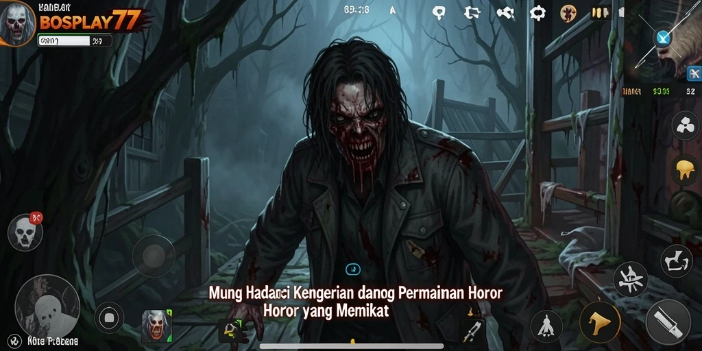 Tampilan gameplay horor yang menegangkan dalam BOSPLAY77.