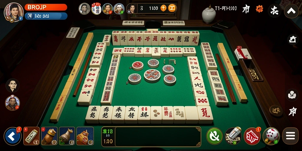 Tampilan gameplay BROJP menampilkan potongan visual Mahjong yang menarik.