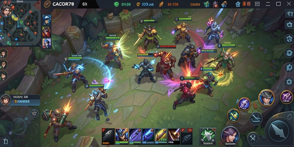 Tampilan gameplay seru dari CACOR78 dalam pertarungan MOBA.