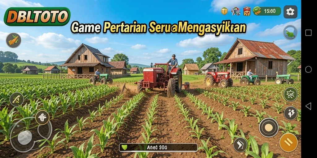 Screenshot utama DBLTOTO menampilkan gameplay seru bertani dengan visual yang menarik.