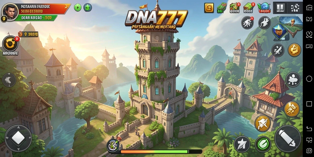 Screenshot gameplay Tower Defense yang menampilkan menara dan musuh beraksi.