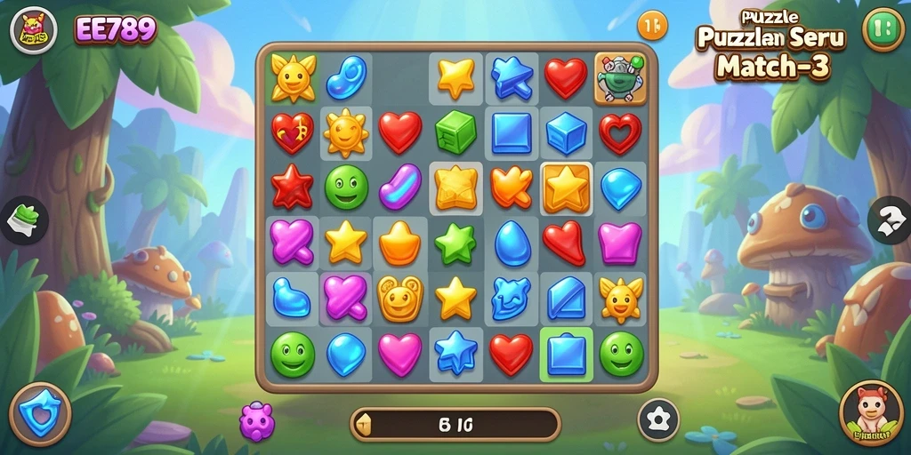 Gameplay seru dalam game Match-3 yang penuh warna.