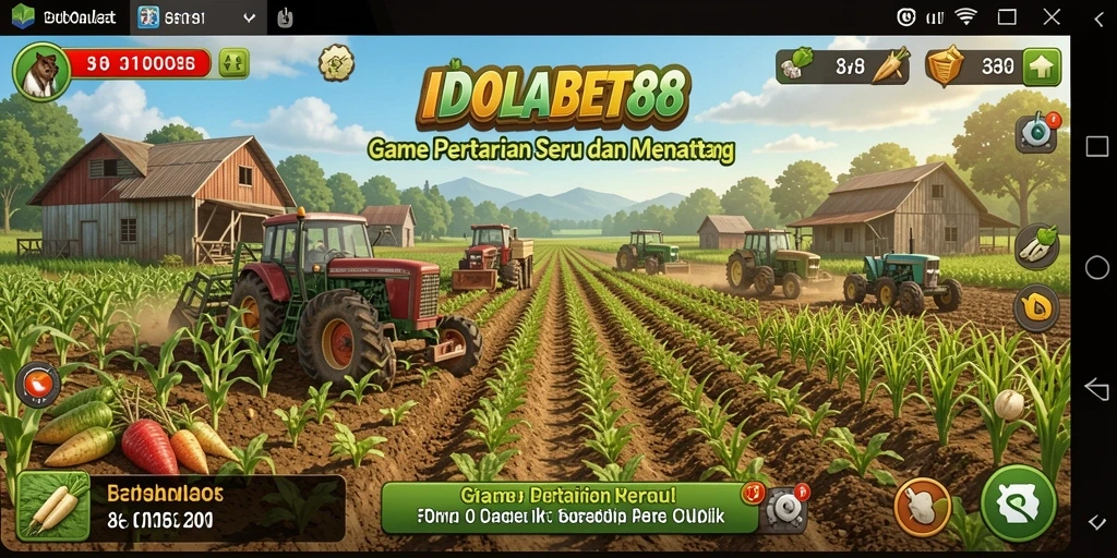 Screenshot gameplay IDOLABET88 yang menunjukkan petani merawat tanaman.