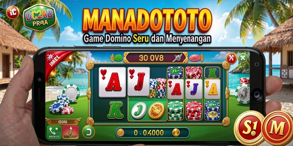 Tampilan gameplay seru dalam MANADOTOTO yang menampilkan aksi Domino.