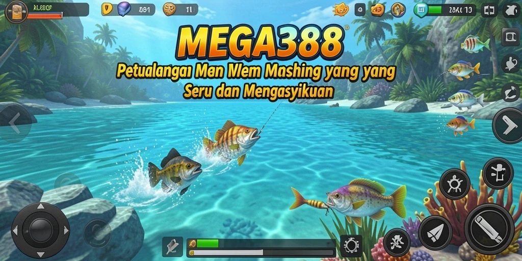 Tampilan menarik dari gameplay memancing di MEGA388 dengan berbagai jenis ikan.
