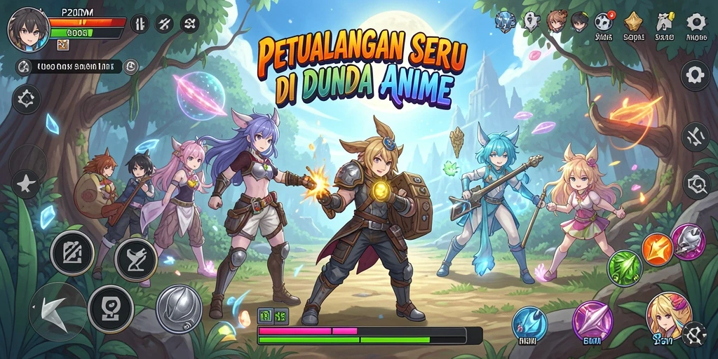 Screenshot P200M menampilkan pertarungan karakter Anime yang seru.