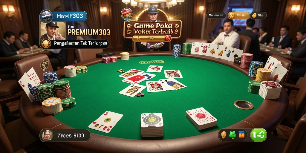 Tampilan gameplay PREMIUM303 yang seru dan menegangkan saat bermain poker.