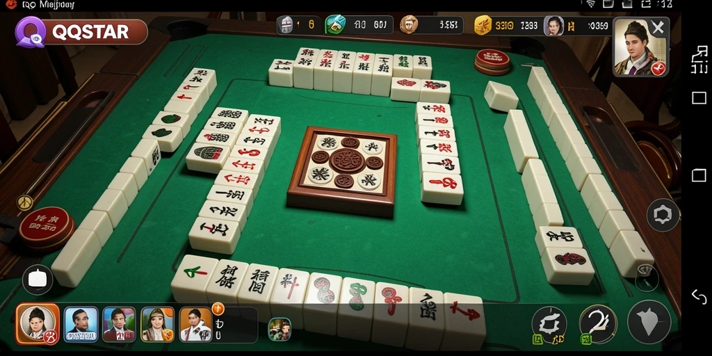 Tangkapan layar menunjukkan gameplay menarik dari QQSTAR dalam permainan Mahjong.
