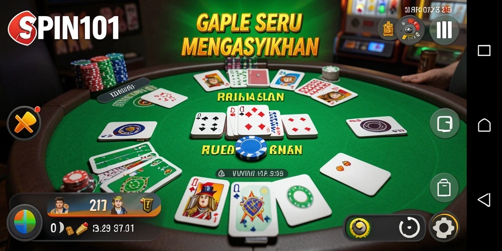 Screenshot utama SPIN101 menunjukkan gameplay Gaple yang sangat menarik.