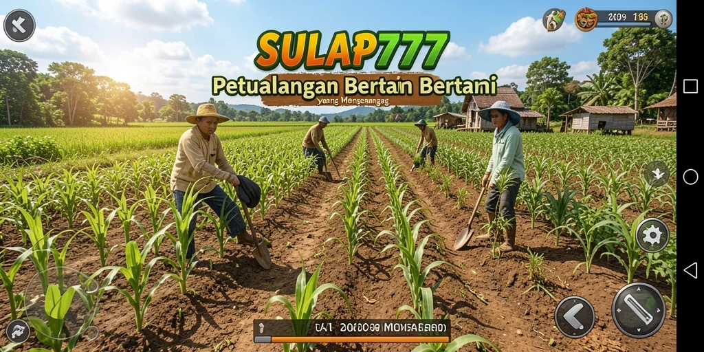 Tampilan gameplay yang menampilkan ladang subur dan hewan ternak.