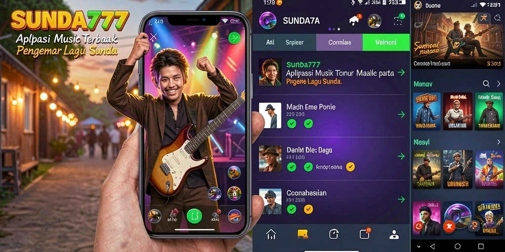 Tangkapan layar SUNDA777 menampilkan antarmuka aplikasi musik yang menarik.