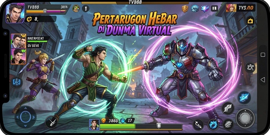 Tampilan gameplay seru di TV888 dengan pertarungan intens.