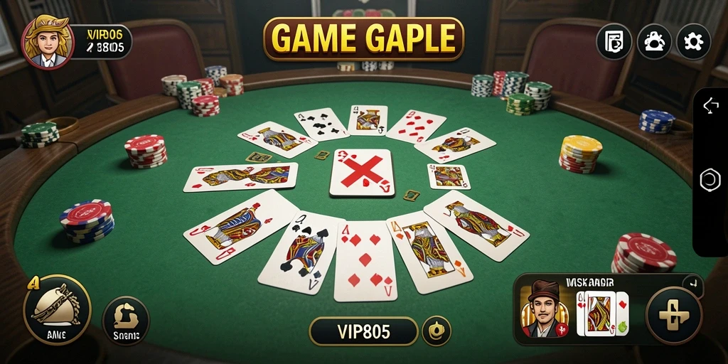 Tampilan seru dari gameplay Gaple di VIP805.
